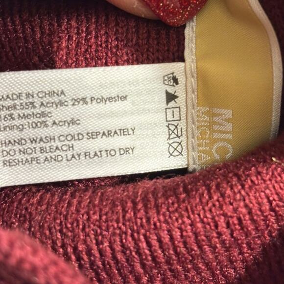 Michael Kors NWT Leopard Sparkle Print Burgundy Beanie - Picture 4 of 4